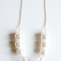 Faux Pearl Glass Necklace NL1019 - Thumbnail 3