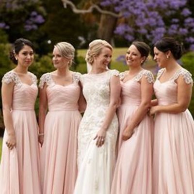 Hot sale bridesmaid dress,cheap bridesmaid dress,pink bridesmaid dress,chiffon bridesmaid dress,long bridesmaid dress, 15042309 - Thumbnail 3