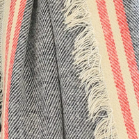 Soft Oversized Blanket Scarf - Vintage Denim Wash w/ Red & White Stripe - Thumbnail 2