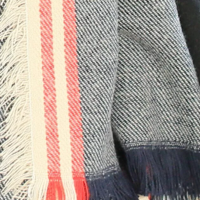 Soft oversized blanket scarf - vintage denim wash w/ red & white stripe