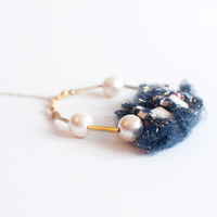 Wool Cotton Pearl Bracelet BL1005 - Thumbnail 3