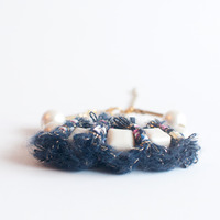 Wool Cotton Pearl Bracelet BL1005 - Thumbnail 1