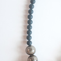 Black Lace Glass Beads Necklace NL0993 - Thumbnail 4