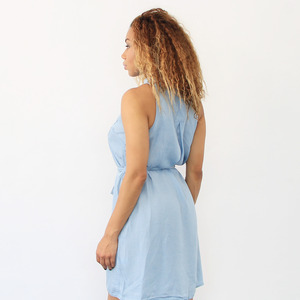 Tencel Sleeveless Belted Dress - Light - Thumbnail 2