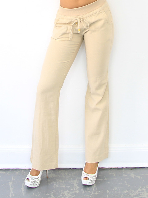 The Beach Linen Pant - Seashell Cream