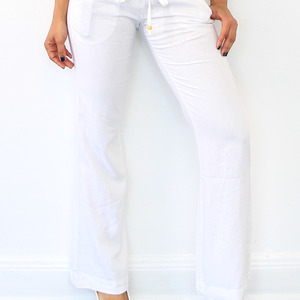 The Beach Linen Pant - Sea Foam Ivory