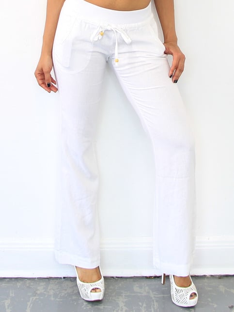 The Beach Linen Pant - Sea Foam Ivory