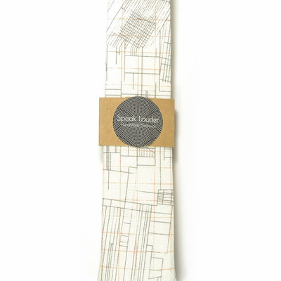 Orange white architecture necktie - wedding mens tie skinny necktie - laid-back necktie
