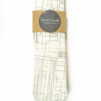 Orange white architecture necktie - Wedding Mens Tie Skinny Necktie - Laid-Back necktie - Thumbnail 1