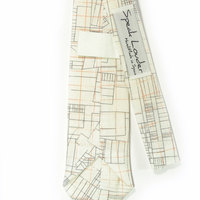 Orange white architecture necktie - Wedding Mens Tie Skinny Necktie - Laid-Back necktie - Thumbnail 2