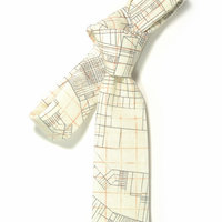 Orange white architecture necktie - Wedding Mens Tie Skinny Necktie - Laid-Back necktie - Thumbnail 4