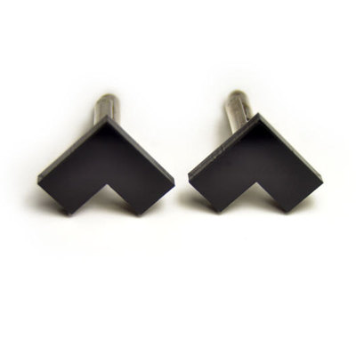 Minimal black l cufflinks matte/glossy gift for him groomsman