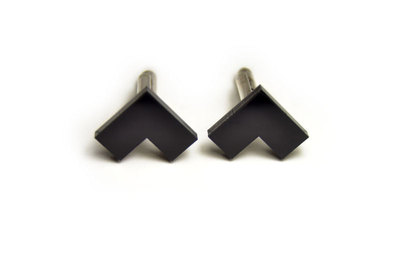 Minimal Black L cufflinks matte/glossy gift for him groomsman