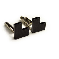 Minimal Black L cufflinks striped engraved matte gift for him groomsman - Thumbnail 1