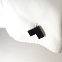 Minimal Black L cufflinks matte/glossy gift for him groomsman - Thumbnail 2