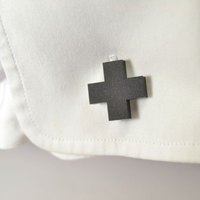 Minimal Black Cross cufflinks matte/glossy gift for him groomsman - Thumbnail 4