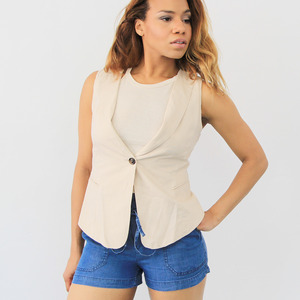 Single Button Linen Vest