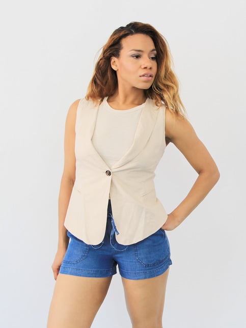 Single Button Linen Vest