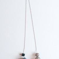 Pink Grey Glass Beads Necklace NL1001 - Thumbnail 2