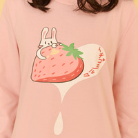  Cute Strawberry Milk Printing Long Sleeve Sweater - Thumbnail 2