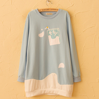  Cute Strawberry Milk Printing Long Sleeve Sweater - Thumbnail 4