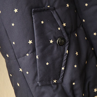 Harajuku Winter Clothes Star stars printing and flocking cotton-padded Hooded Coat - Thumbnail 2