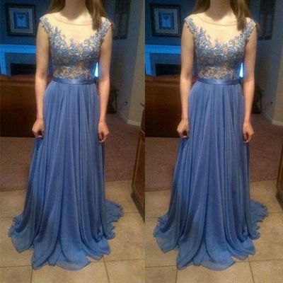 Blue prom dress, long prom dress, lace prom dress, cheap prom dress, elegant prom dress, evening dress, bridesmaid dress, e902 - Thumbnail 5