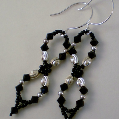 Black and sterling silver infinity earrings - Thumbnail 5