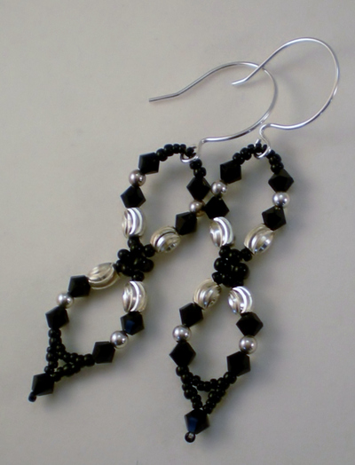 Black and Sterling Silver Infinity Earrings