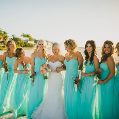 Long bridesmaid dress, blue bridesmaid dress, cheap bridesmaid dress, chiffon bridesmaid dress, strapless bridesmaid dress, e915 - Thumbnail 3