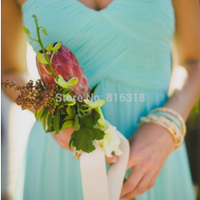 long bridesmaid dress, blue bridesmaid dress, cheap bridesmaid dress, chiffon bridesmaid dress, strapless bridesmaid dress, E915 - Thumbnail 1