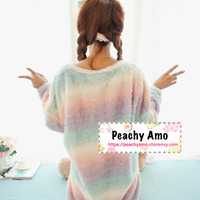 FREE SHIP Rainbow Ice Cream Velvet Sleeping Dress PA99970 - Thumbnail 2