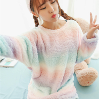 FREE SHIP Rainbow Ice Cream Velvet Sleeping Dress PA99970 - Thumbnail 4