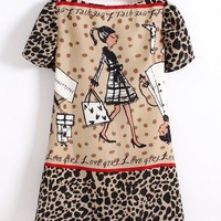 Leopard Print Mini Dress - Thumbnail 1