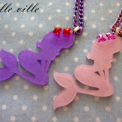 Mermaid swarovski butterfly necklace