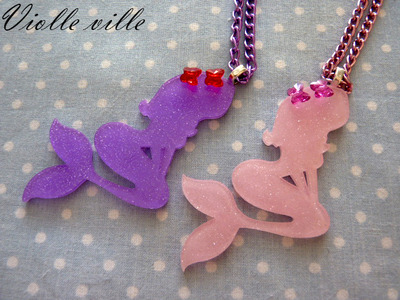 Mermaid swarovski butterfly necklace