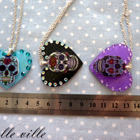 Suger skull Swarovski pastel goth necklace - Thumbnail 2