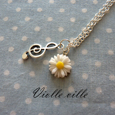 Eiffel/music flower necklace
