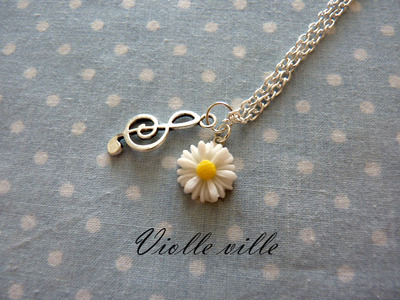 Eiffel/music flower necklace