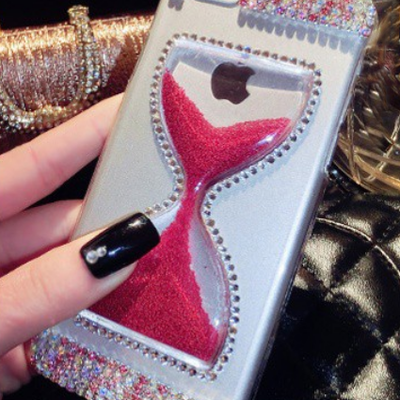 Rhinestone diamond dynamic liquid quicksand cover fashional flowing hourglass clear phone case for iphone 5/5s/6/6plus 