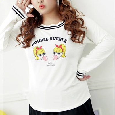 XL-4XL White/Black Plus Size Double Girls Bottoming Shirt SP154437