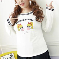 XL-4XL White/Black Plus Size Double Girls Bottoming Shirt SP154437 - Thumbnail 2