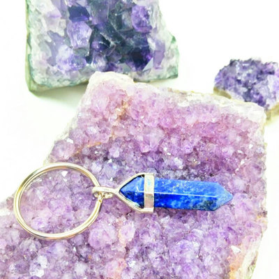 Crystal keychain lapis point keychain