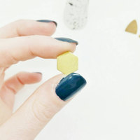 Brass Hexagon Stud Earrings - Thumbnail 1