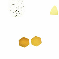 Brass Hexagon Stud Earrings - Thumbnail 3