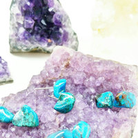 Raw Crystal Earrings Chrysocolla Mineral Stud Earrings - Thumbnail 3