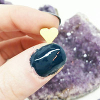 Brass Stud Heart Earrings - Thumbnail 3