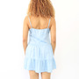 Tencel Denim Spaghetti Strap Flare Dress - Light Wash-2
