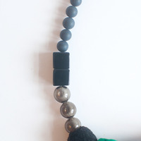 Glass Wool Felt Ball Necklace NL1026 - Thumbnail 3