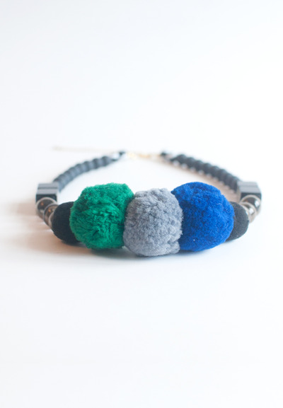 Glass Wool Felt Ball Necklace NL1026